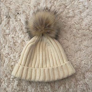 Cream J Crew Pom Pom Hat